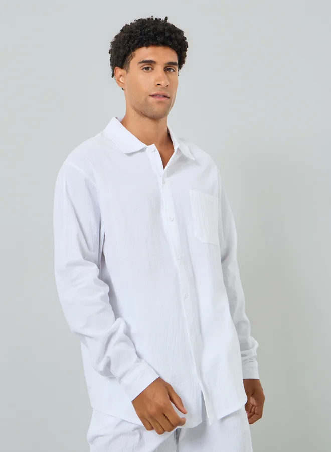 تايك تو Men Solid Pocket Detail Shirt and Pants Co-Ords